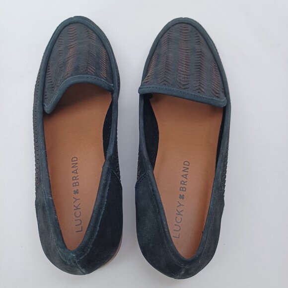 Lucky Brand Flats Black Camdyn Loafers Cut Out Leather Minimalist Womens 7.5 M - Picture 12 of 14